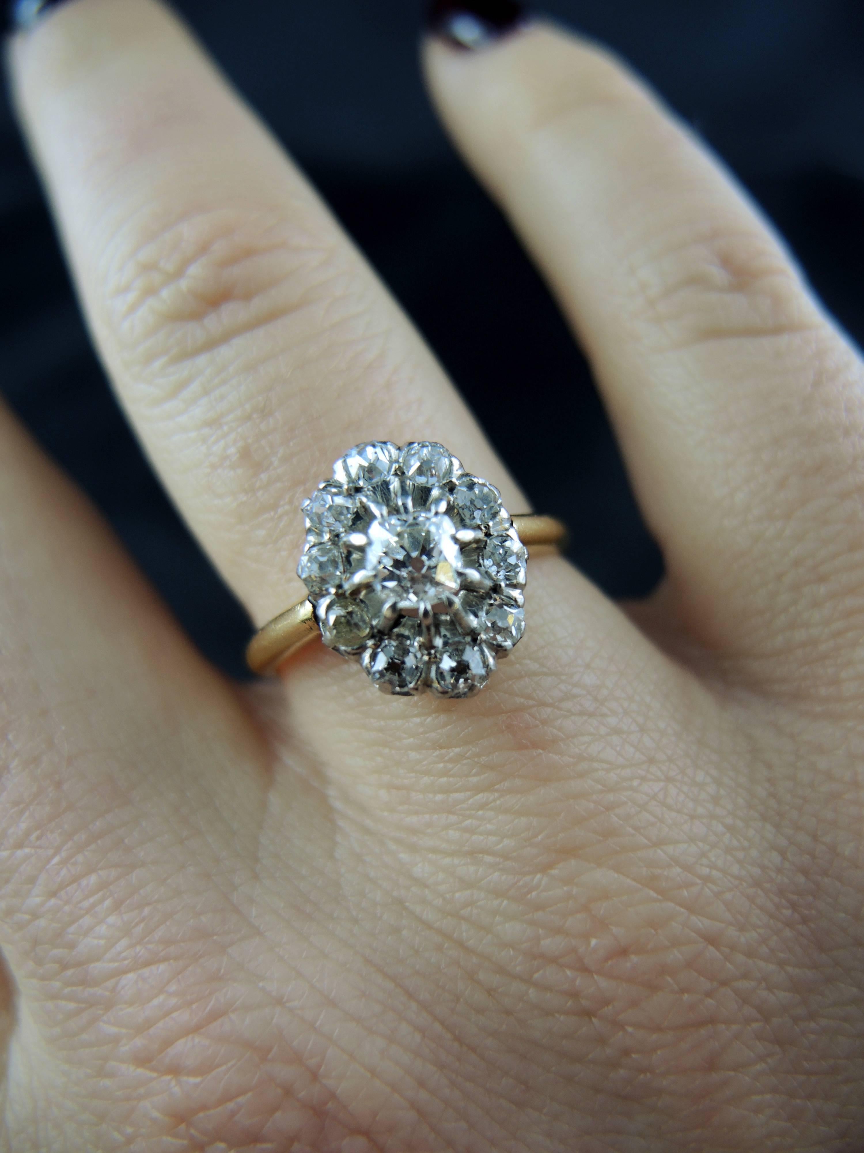 Engagement Edwardian Antique Ring with Diamonds 1.20 Carat 3