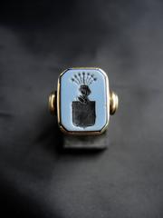 19th Century Nicolo Cameo Agate Signet Ring