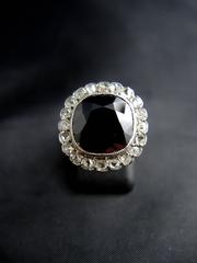 French Art Deco Sapphire Diamond Gold Platinum Ring circa 1925-1930