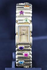 Fred Lady Wristwatch in Gold and Semi Precious Stones, circa 1990