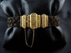 Victorian Weaved Hair Bracelet, Gold Clasp, circa 1850