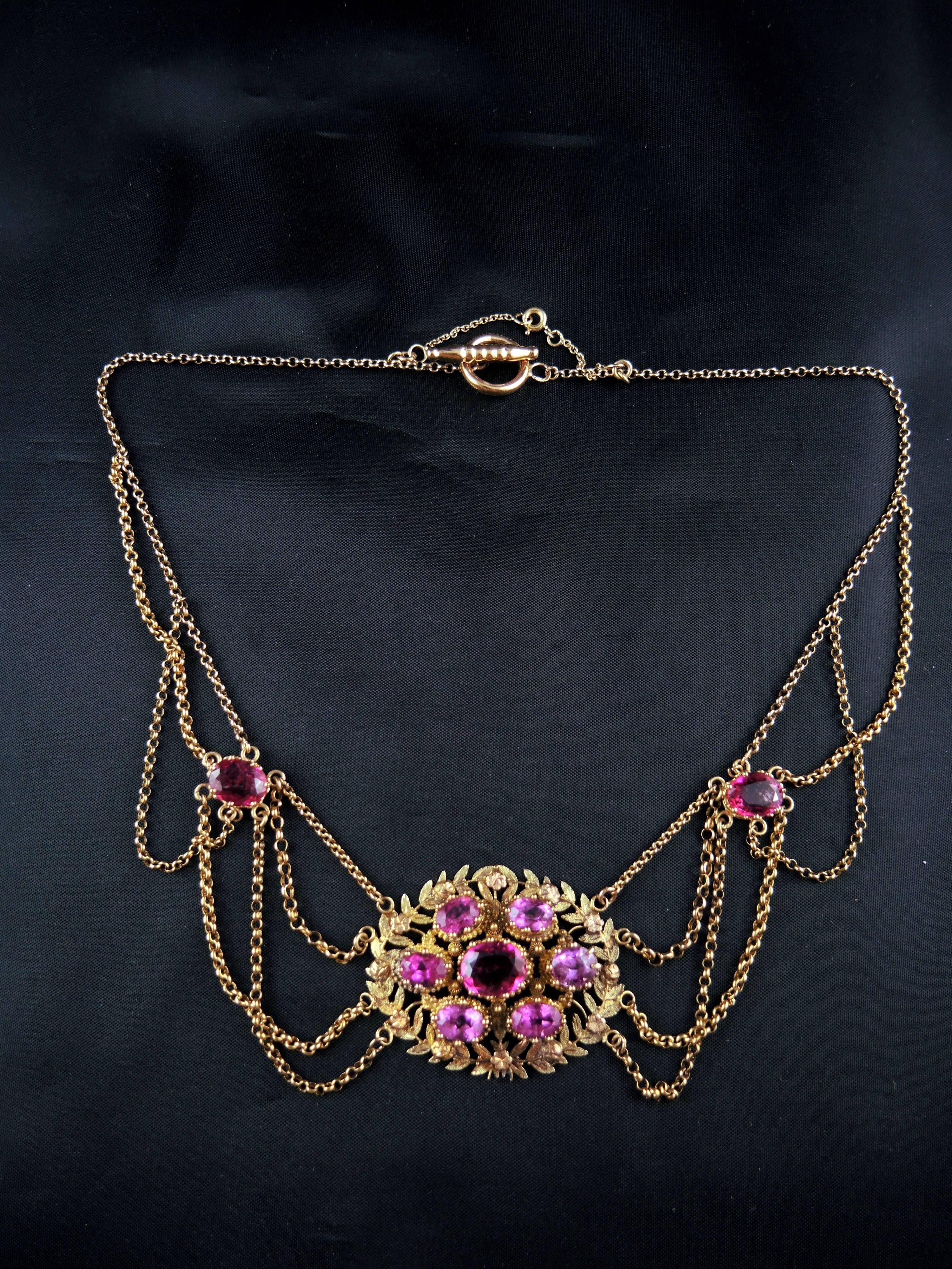 Early 19th Century Esclavage Multistrand Necklace with Pink Tourmalines 1