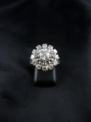 French Diamond Cluster Engagement Ring
