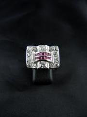 French White Gold Tank Ring with Diamonds, circa 1940