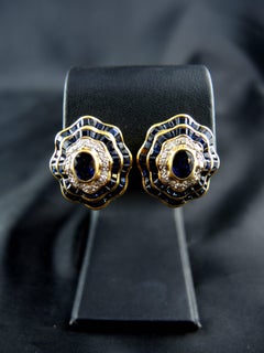 Vintage Diamonds and Sapphires Earrings, circa 1980