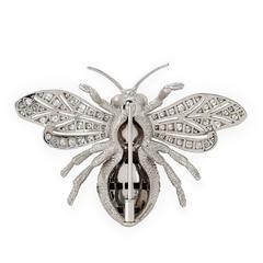 E Wolfe Pearl Diamond Ruby Gold Bee Brooch