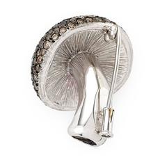 E Wolfe Diamond Gold Mushroom Brooch