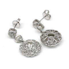 9.91 Carat European Cut Diamond Earrings
