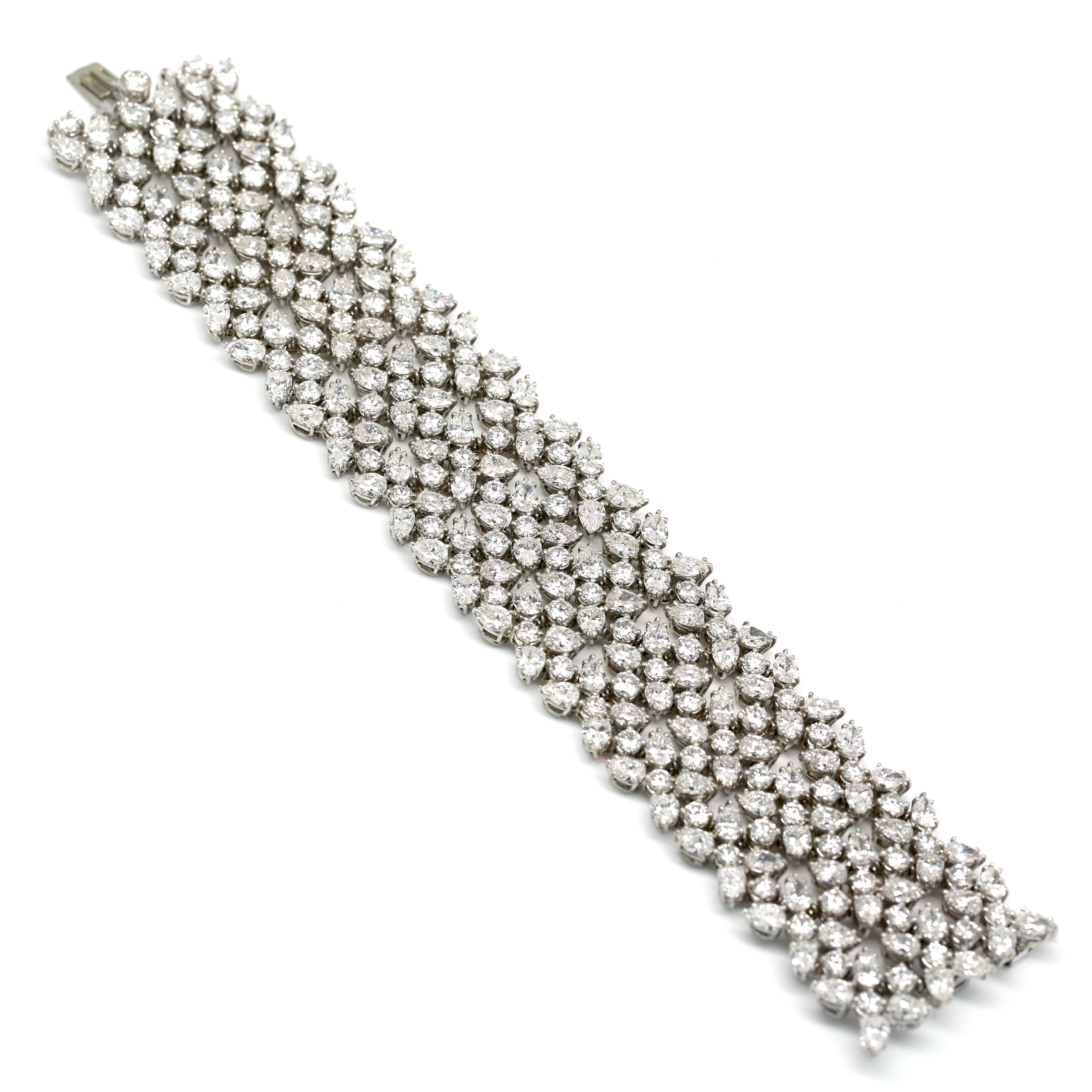 Modern 55.00 Carat French Diamond Bracelet For Sale