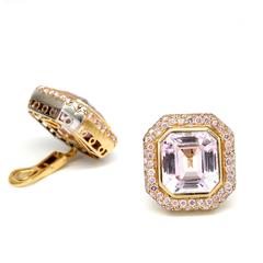 50.00 Carat Kunzite and Pink Diamond Earrings