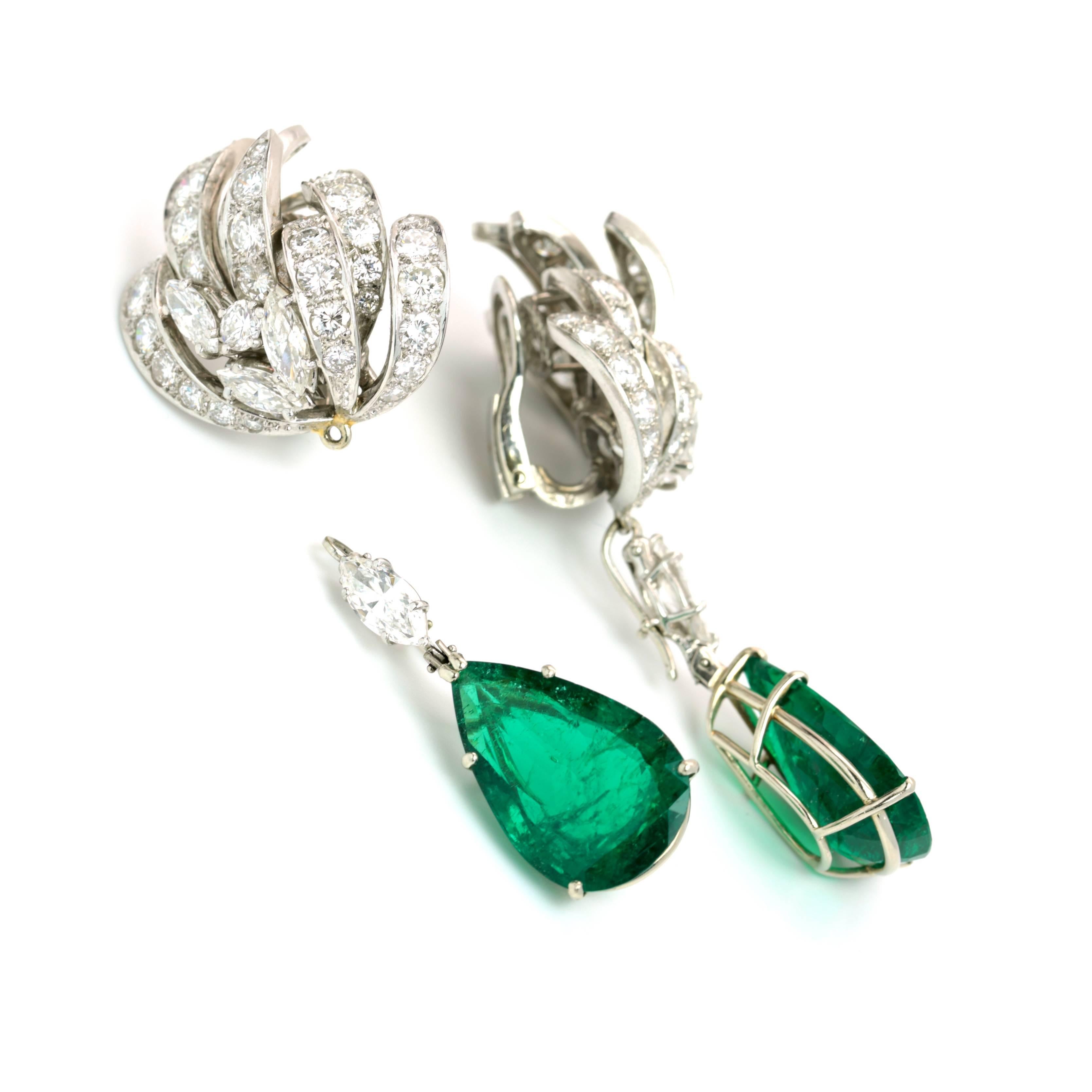 18.73 Carat Colombian Emerald Earrings In Excellent Condition For Sale In Aventura, FL