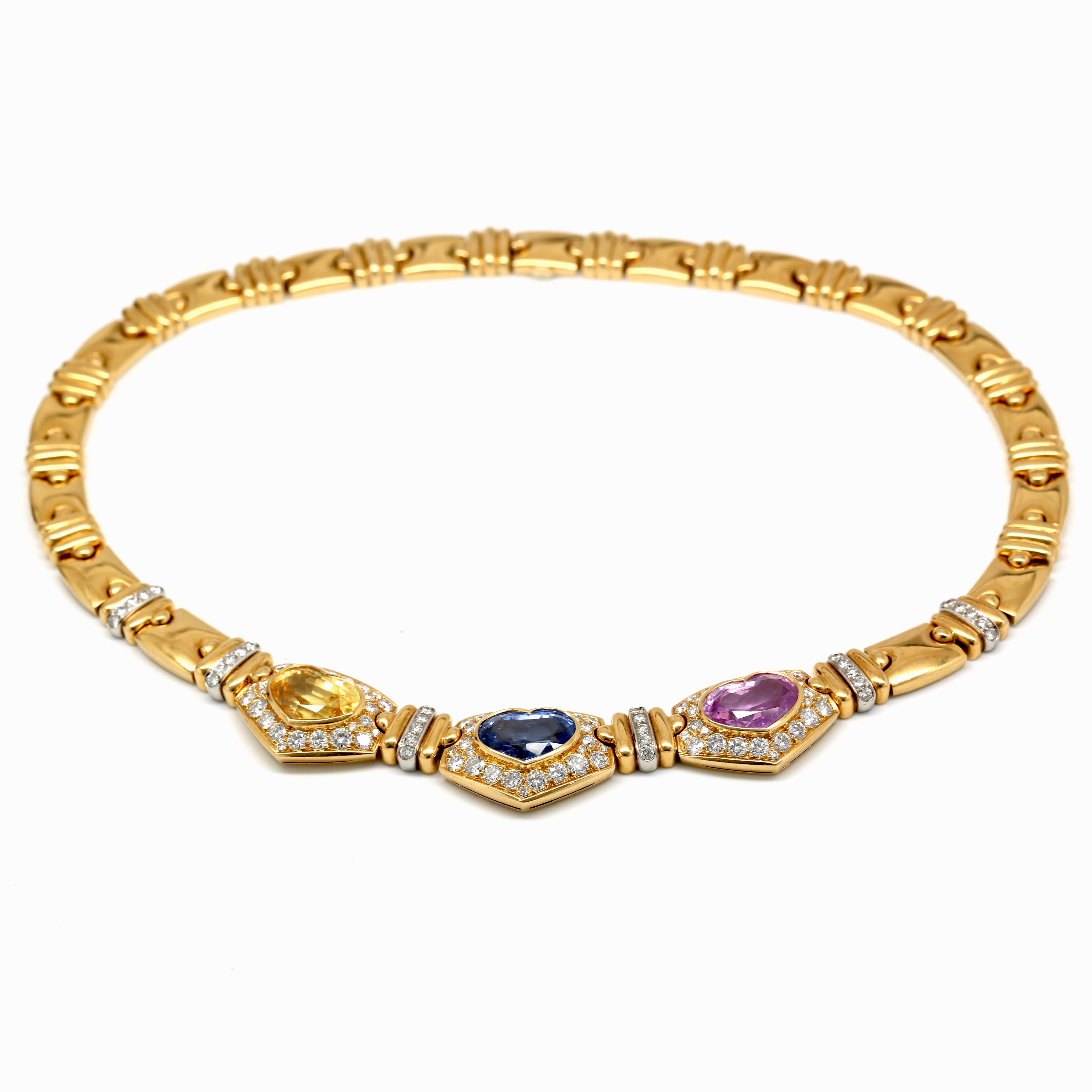 Modern 28.00 Carat Sapphire and Diamond Necklace For Sale