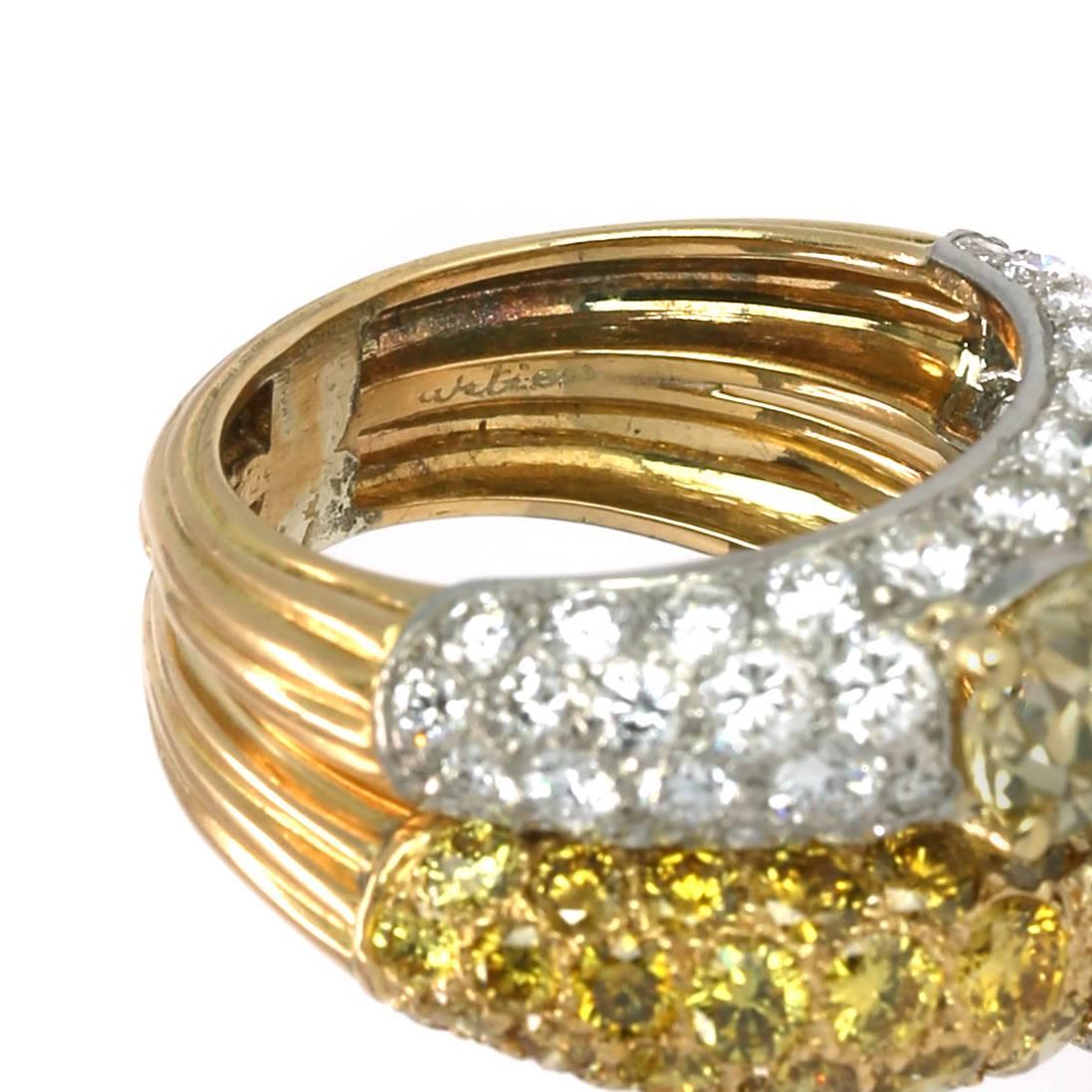 Women's or Men's Cartier Fancy Yellow Diamond Ring For Sale