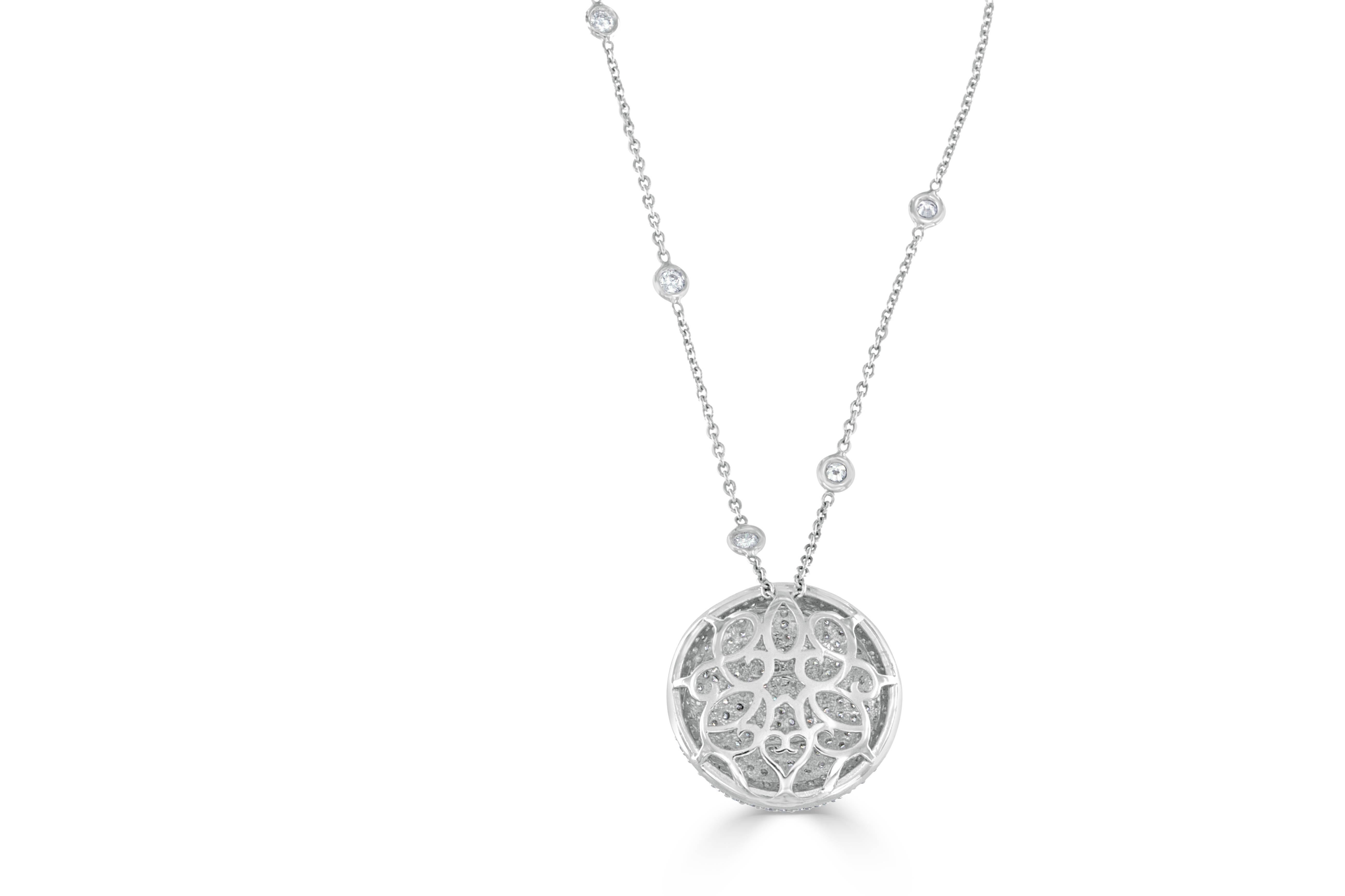 Modern 5.23 Carat Round Brilliant Cut Diamond White Gold Pave Necklace For Sale