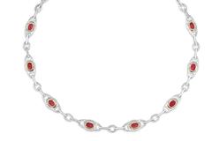8.86 Carats Oval Ruby and Diamond Gold Necklace