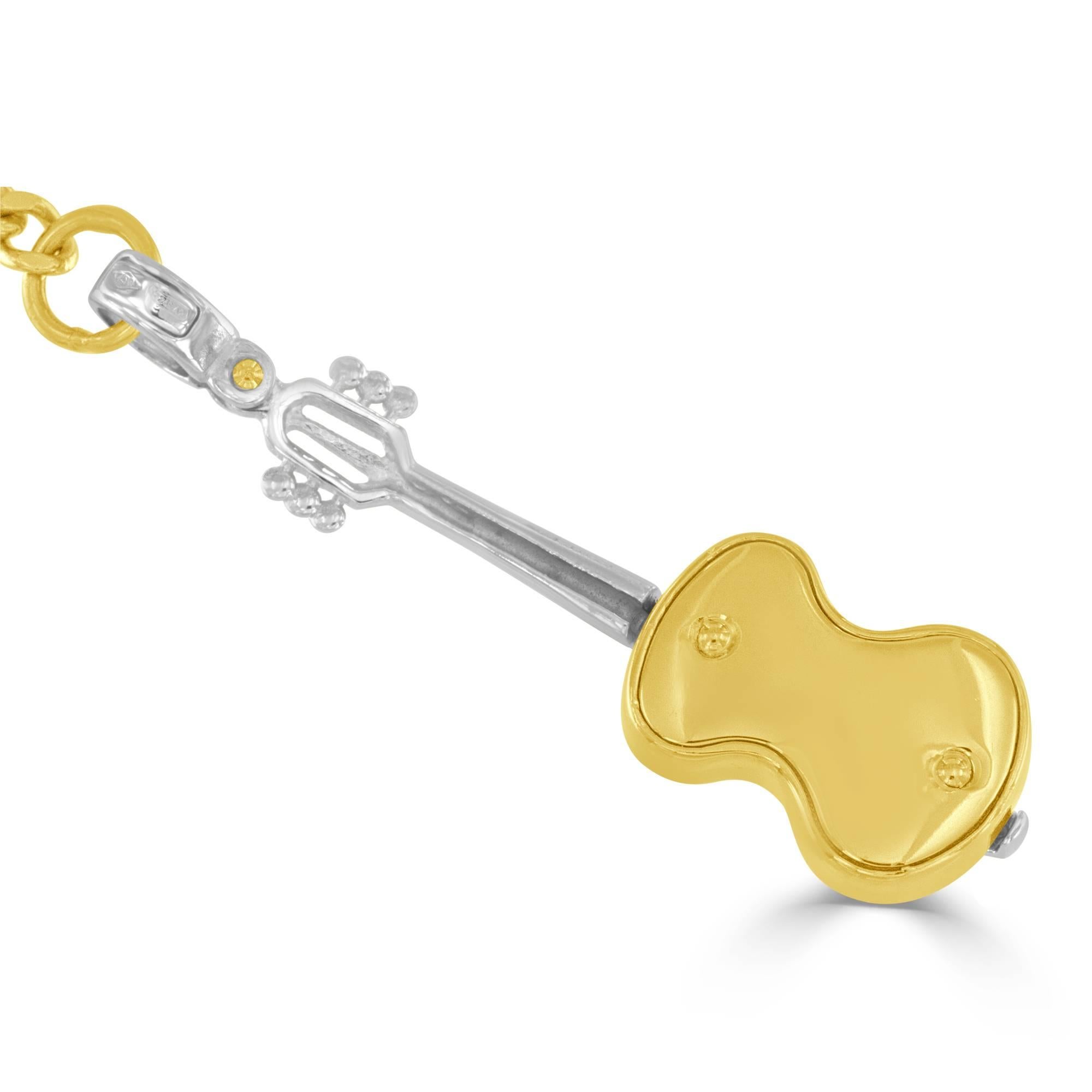Modern Gold Violin Key Chain For Sale