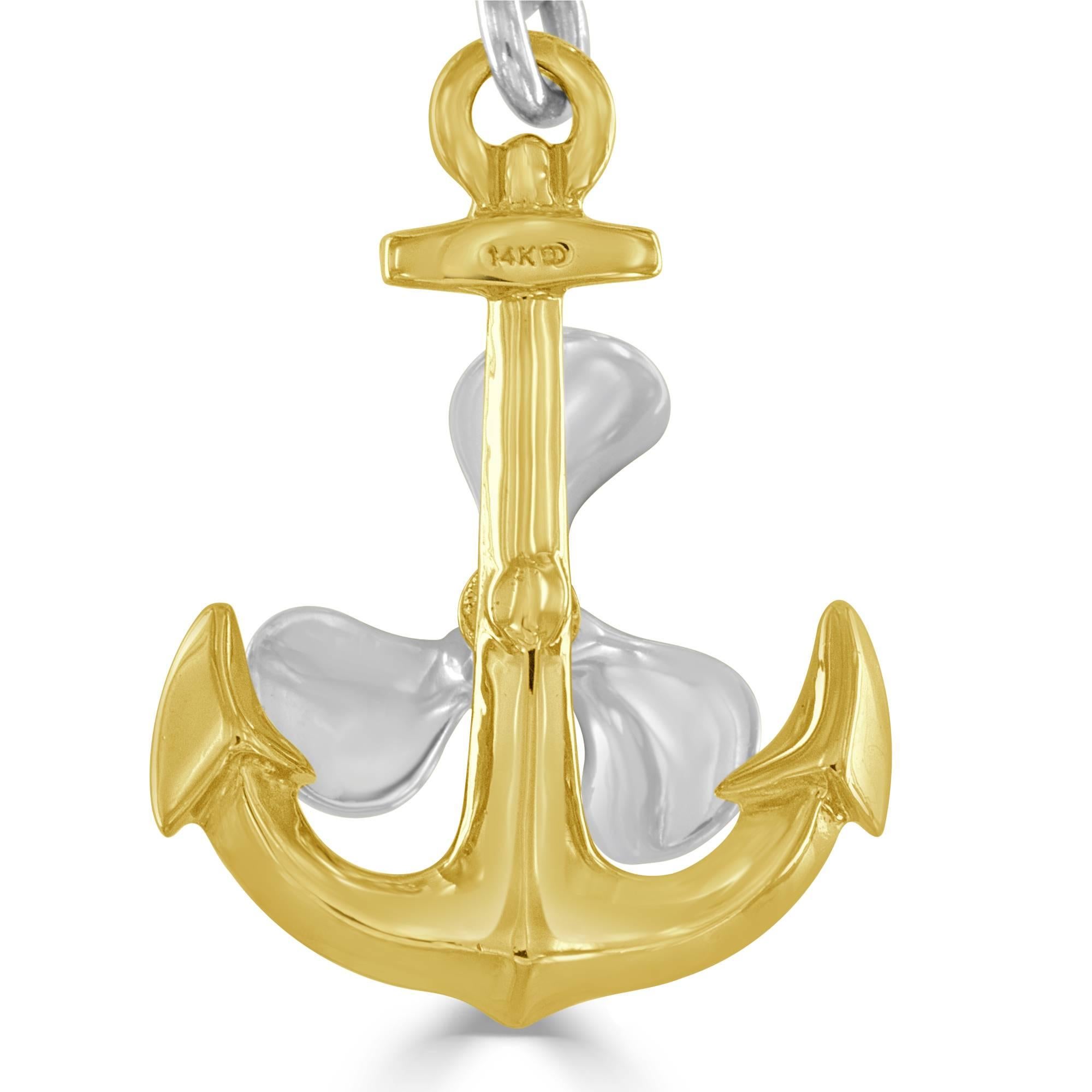 Modern Gold Anchor and Propeller Key Chain For Sale