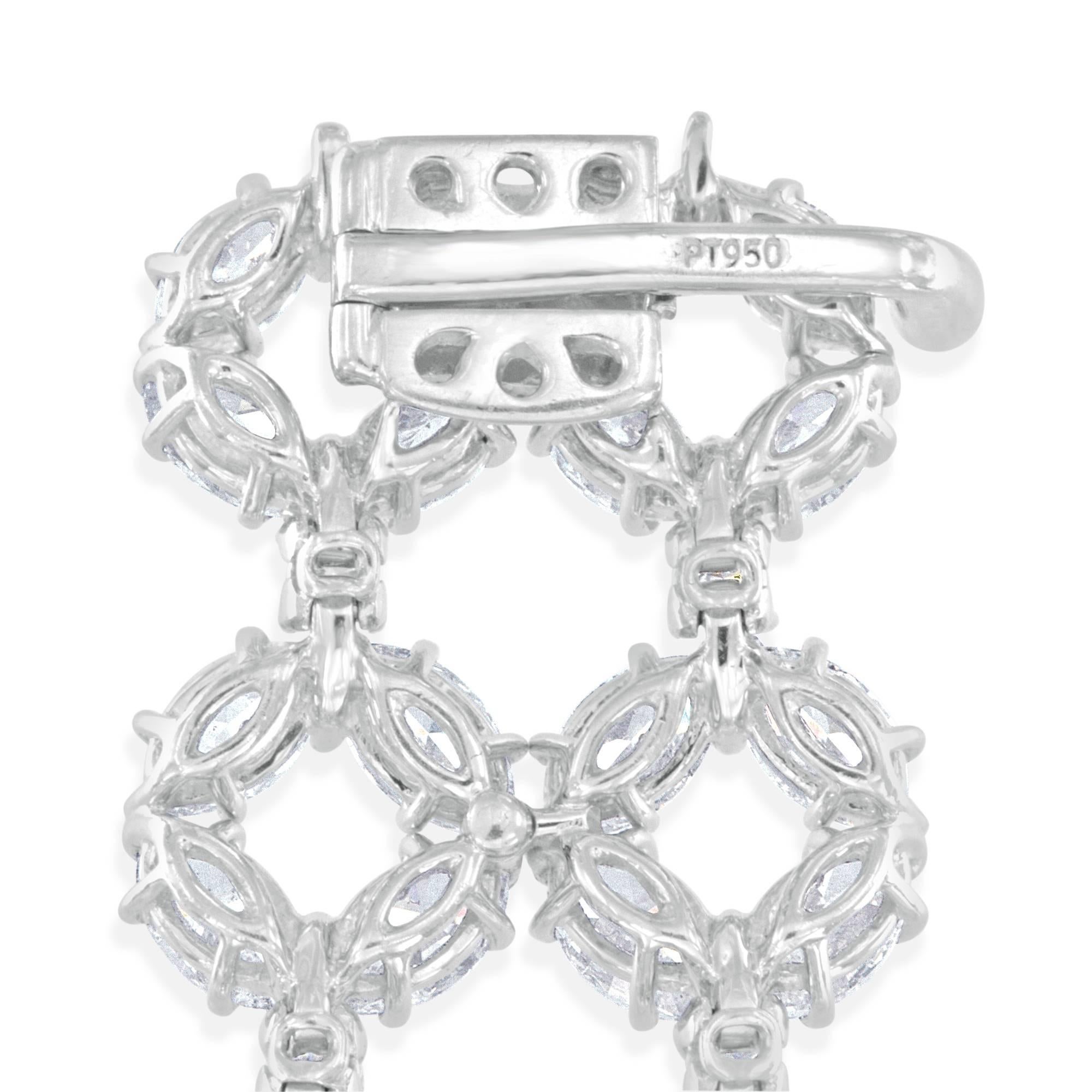 Women's 36.32 Carat Diamond Platinum Handmade Bracelet For Sale