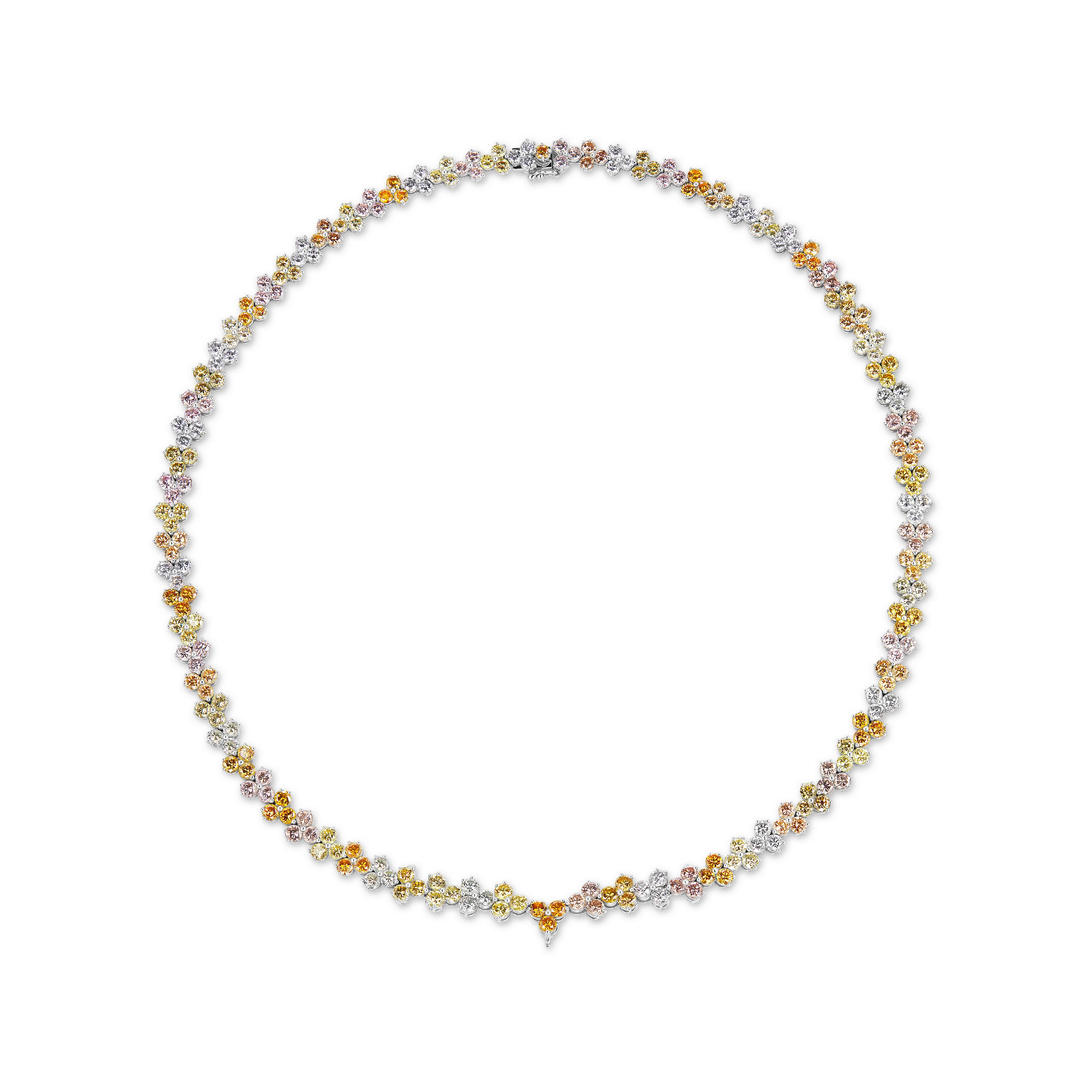 Art Nouveau GIA Certified 36.71 Carat Natural Fancy Colored Diamond Platinum Necklace