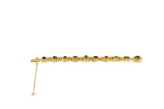 Amethyst, Peridot, Garnet, Chrysoprase, Citrine and Lapis Yellow Gold Bracelet
