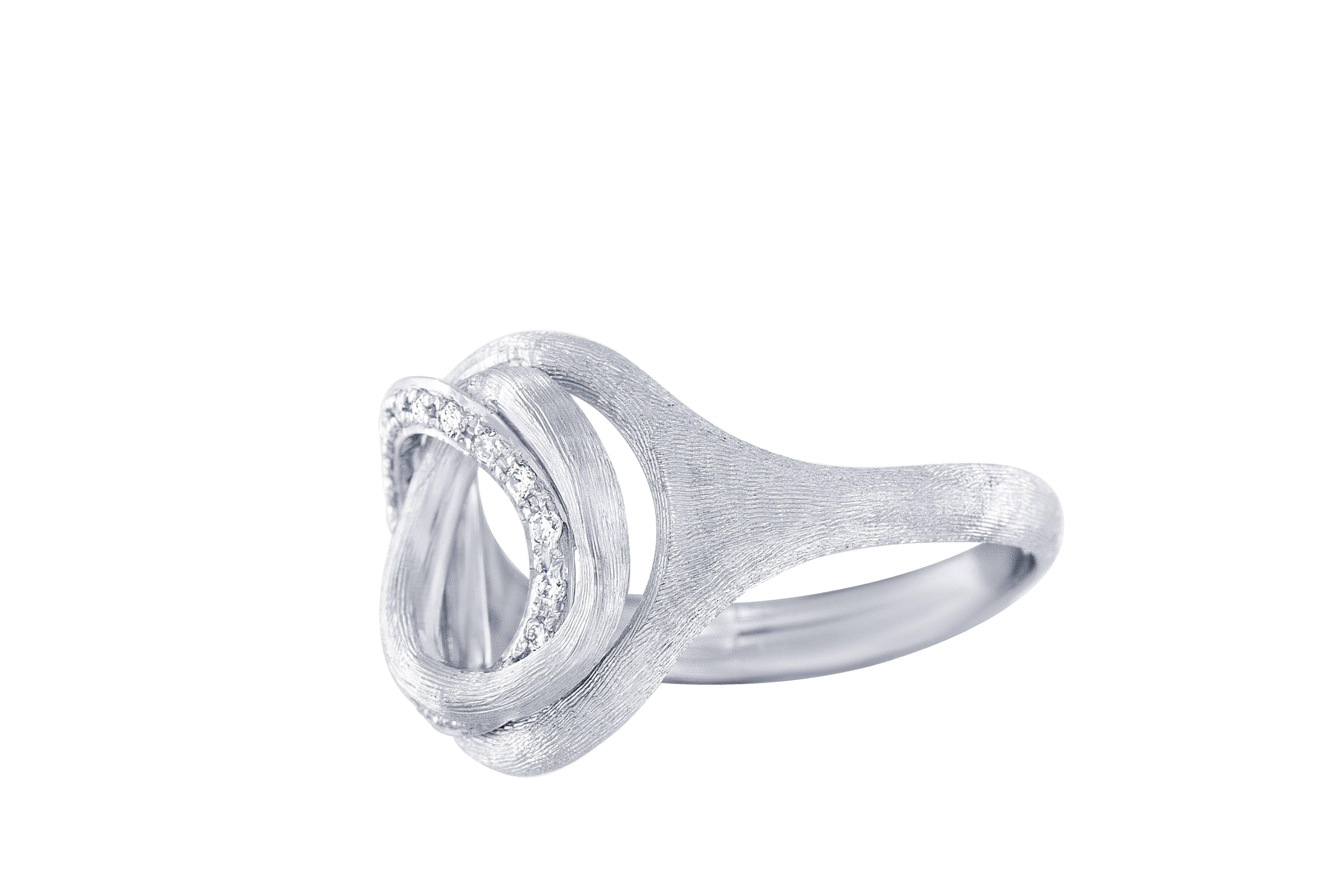 Modern Marco Bicego 0.14 Carat Round Brilliant Cut Diamond White Gold Ring For Sale
