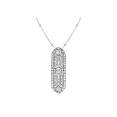 3.51 Carat Old European Cut Diamond Platinum Pendant