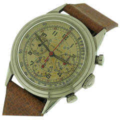 Movado Stainless Steel Chronograph Wristwatch Circa 1940