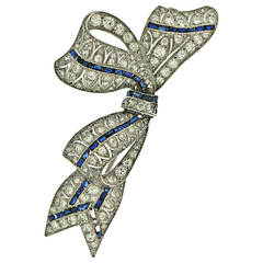 Sapphire Diamond Bow Brooch