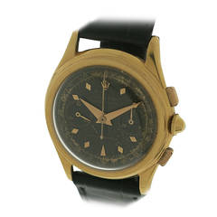 Vintage Rolex Rose Gold Chronograph Piccolino Wristwatch Ref 3055