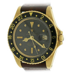 Rolex Yellow Gold GMT Master Oyster Perpetual Wristwatch