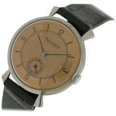 Used Jaeger-LeCoultre Stainless Steel Wristwatch with Rose Dial and Flared Lugs