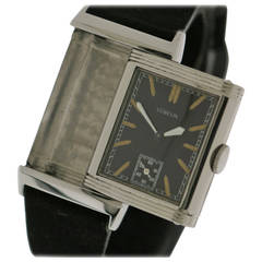 Vintage Jaeger-LeCoultre Stainless Steel Reverso Wristwatch Retailed by Gubelin