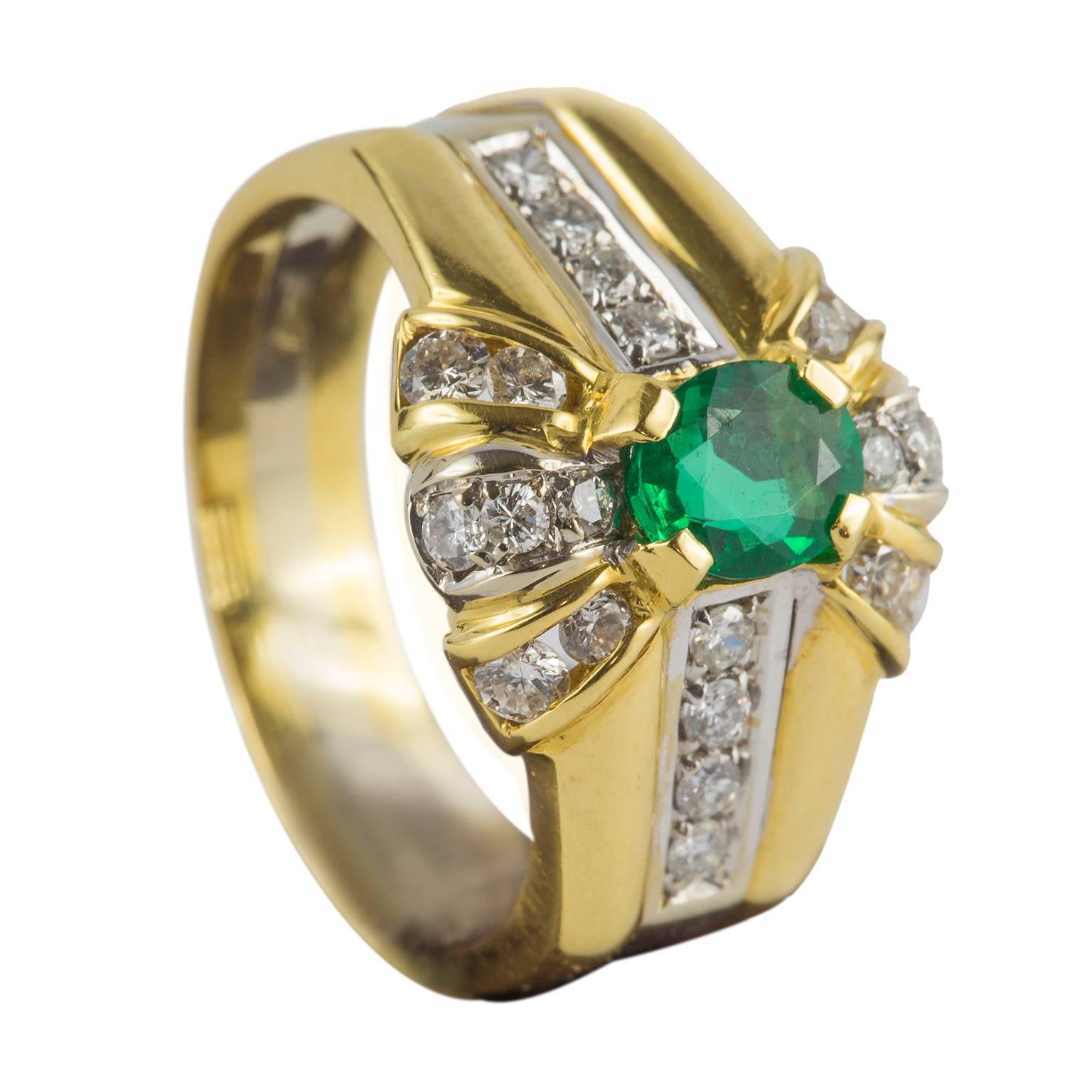 Emerald Diamond Gold Cocktail Ring 1