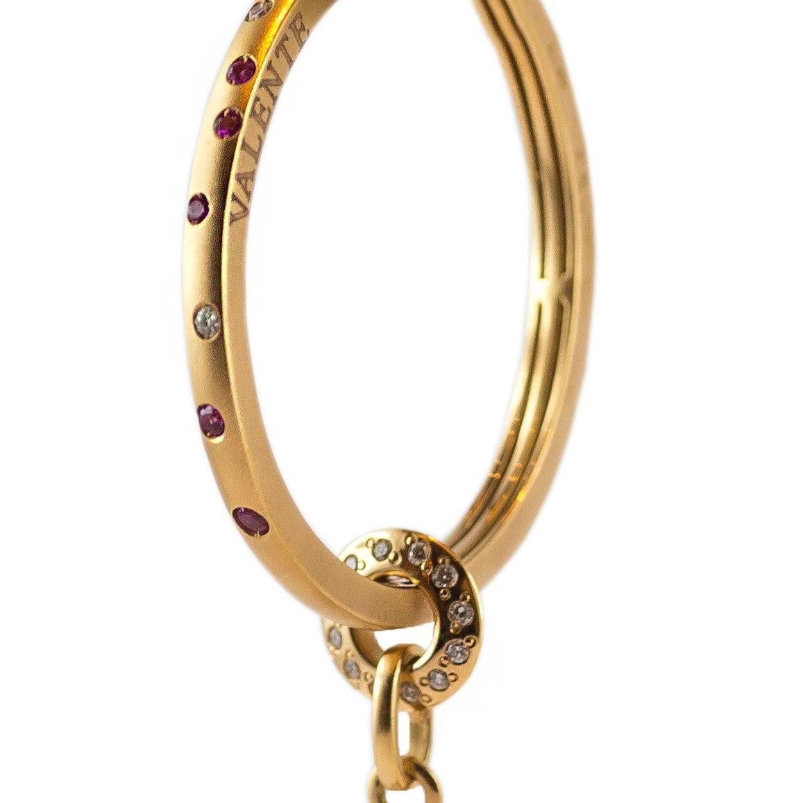 Art Nouveau Pink Sapphire Quartz 18 Karat Rose Gold Diamond Hoop Drop Earrings For Sale