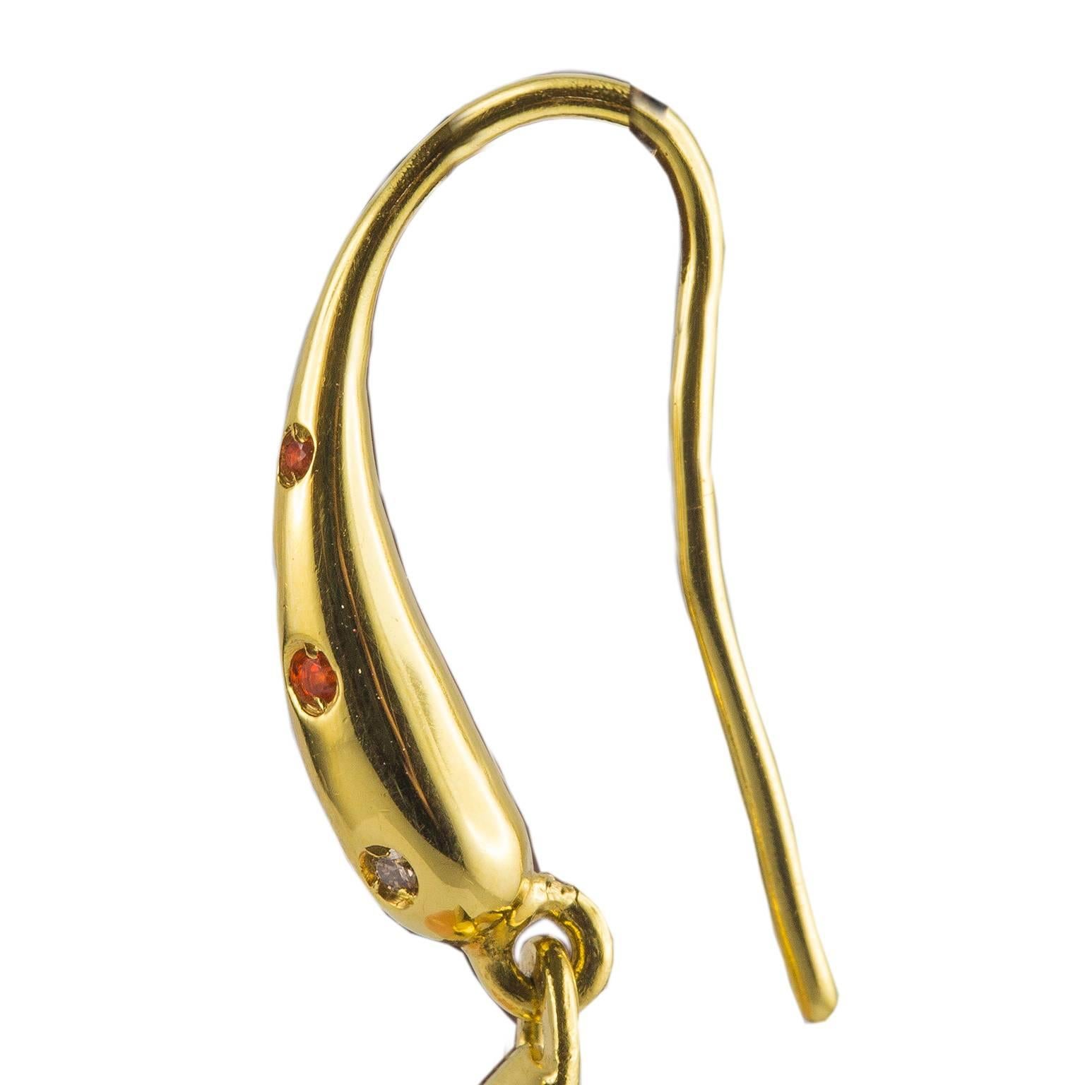 18 Karat Yellow Gold Drop Earrings For Sale 4