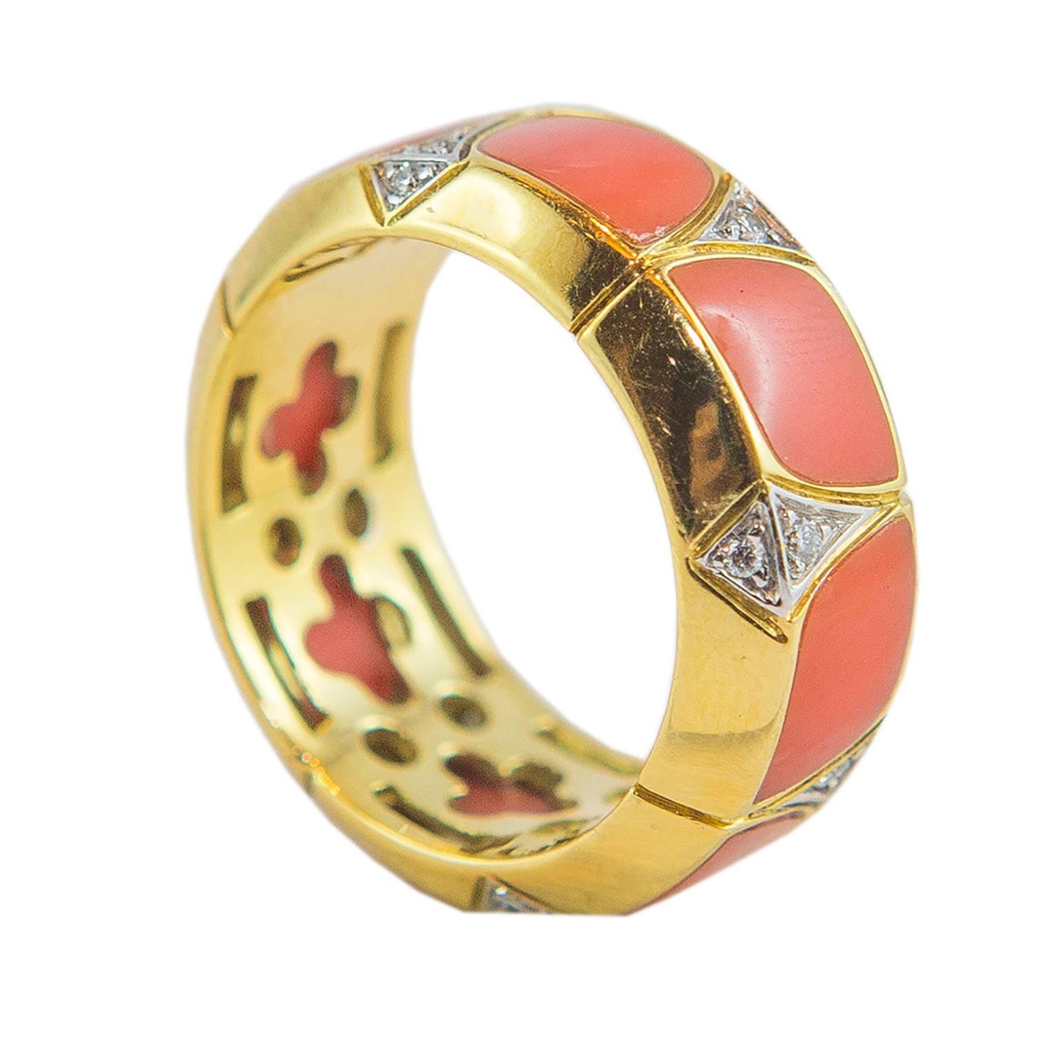 Empire Coral Diamond Gold Ring