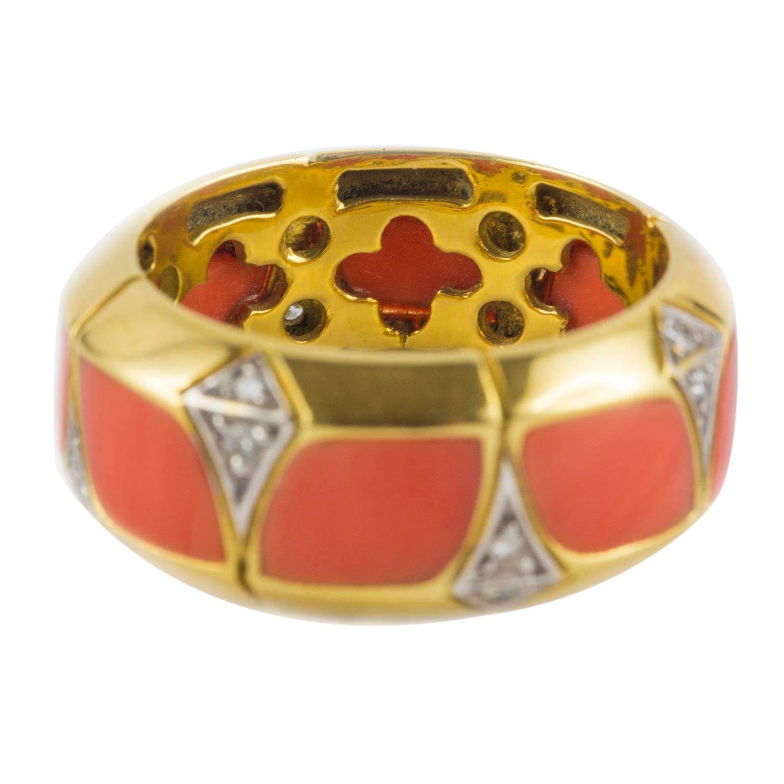 Coral Diamond Gold Ring 2