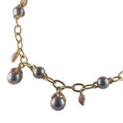 18 Karat Rose Gold Diamond and Pearls Necklace
