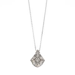 1920s Art Deco Diamond Platinum  Pendant