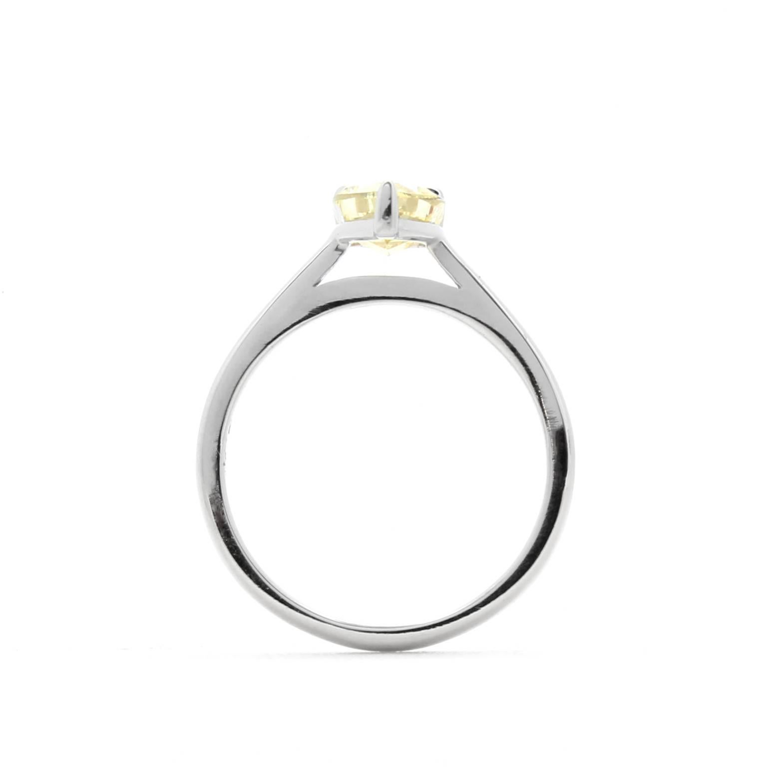 Women's GIA Certified Internally Flawless Fancy Intense Pear 1.39 Carat Diamond Ring For Sale