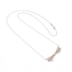 White Gold Vintage Art Deco Filigree Bow Pendant