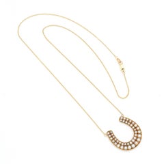 Antique Victorian Gold and Pearl Horseshoe Pendant