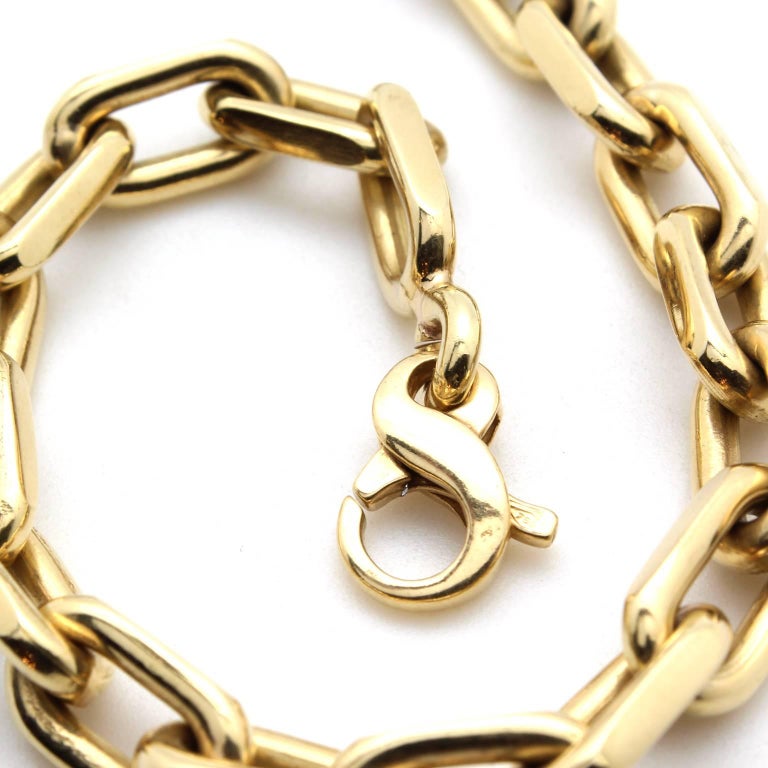 Contemporary Yellow Gold Flat Link Chain Bracelet For Sale