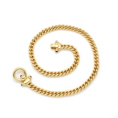 Vintage 14 Karat Yellow Gold Curb Link Chain with Sapphire and Ruby Clasp