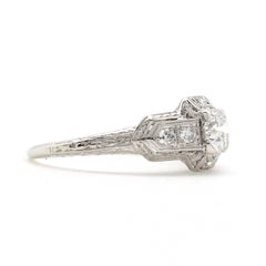 Art Deco Diamond Engagement Ring with Hand Engraving