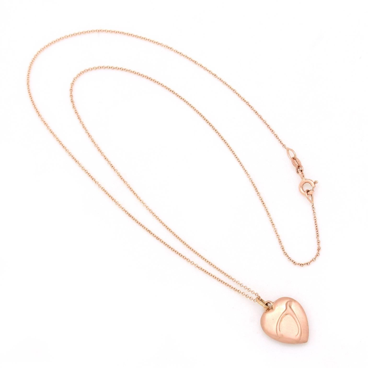 Contemporary Rose Gold Wishbone Heart Pendant For Sale