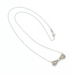White Gold Art Deco Filigree Bow Pendant