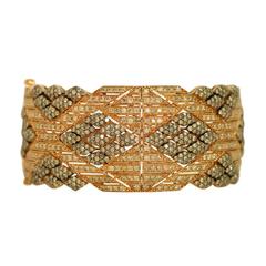 Brown Diamond Gold Cuff Bracelet