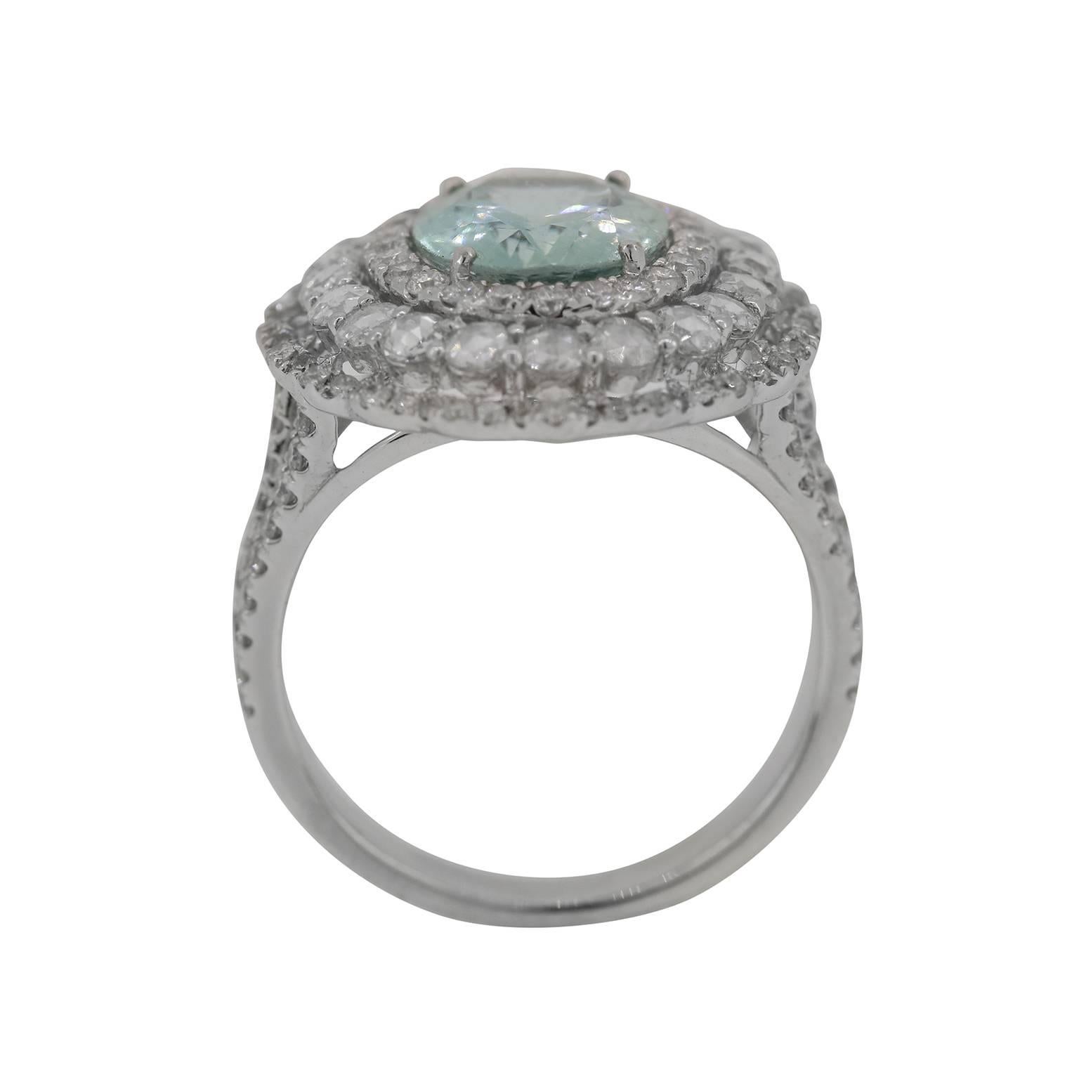 Aquamarine Diamond Cocktail Ring For Sale