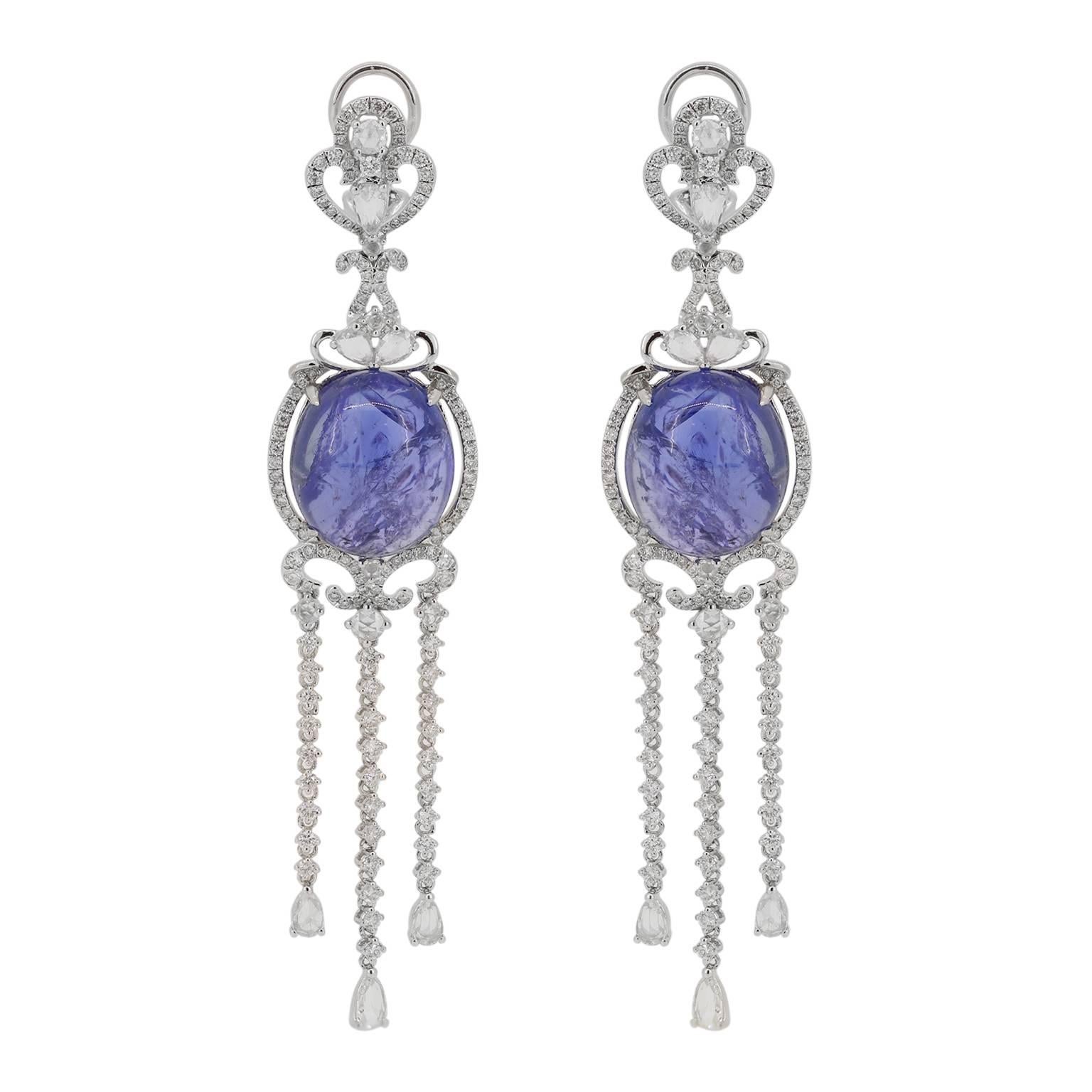 Tanzanite Diamond Chandelier Earring For Sale